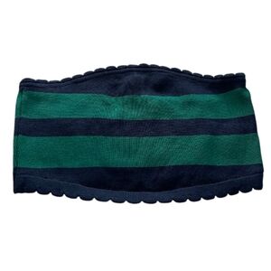 Green and Navy Blue Anthropologie The Mandy Striped Strapless Top